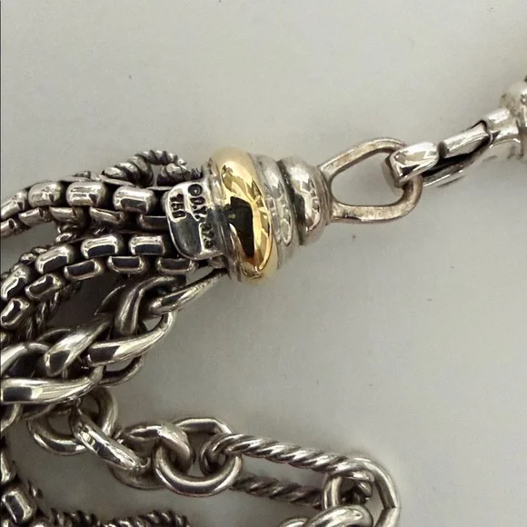 David Yurman Multi-Strand Silver Necklace with White Pearls - Picture 2 of 3